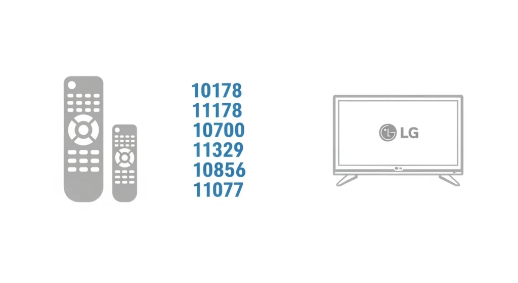 Infographic of LG TV remote codes for various brands.