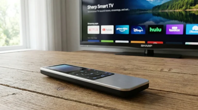 Universal remote control being programmed for a Sharp TV