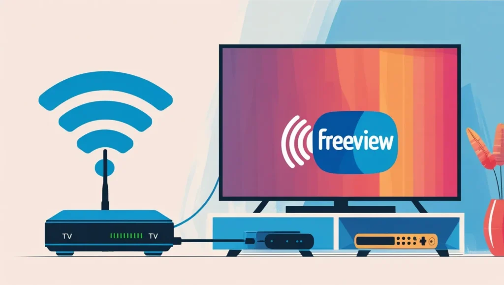 Freeview TV with aerial and set-top box