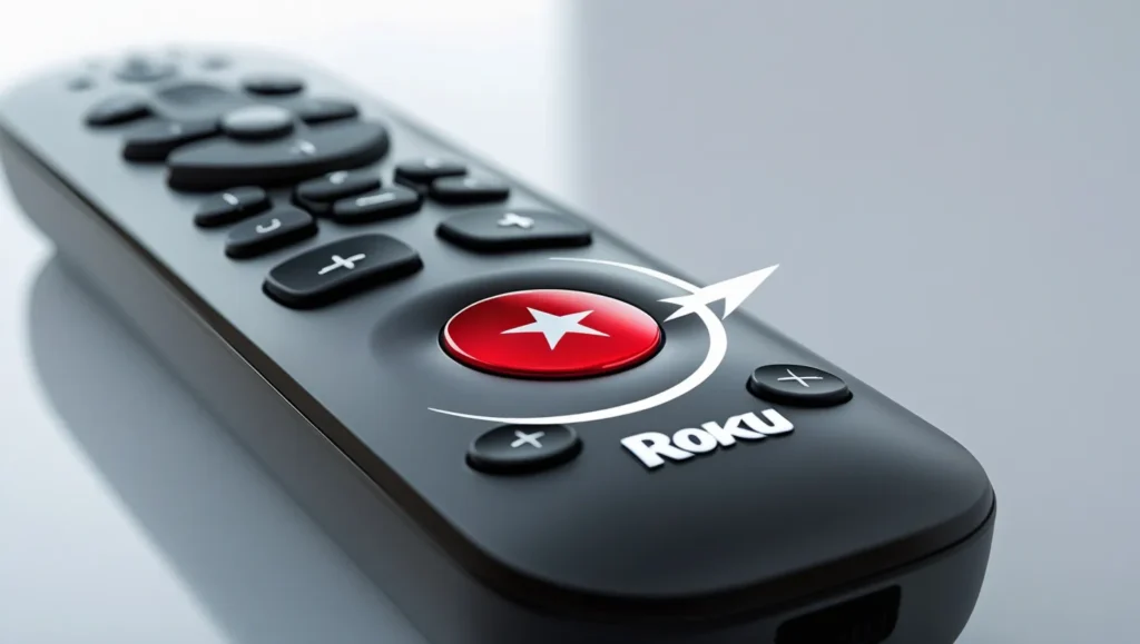 Roku TV remote control with Star button highlighted.