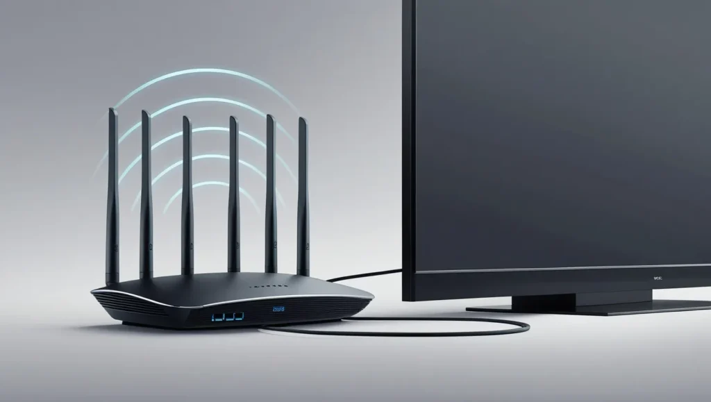 Wi-Fi router and Ethernet cable setup