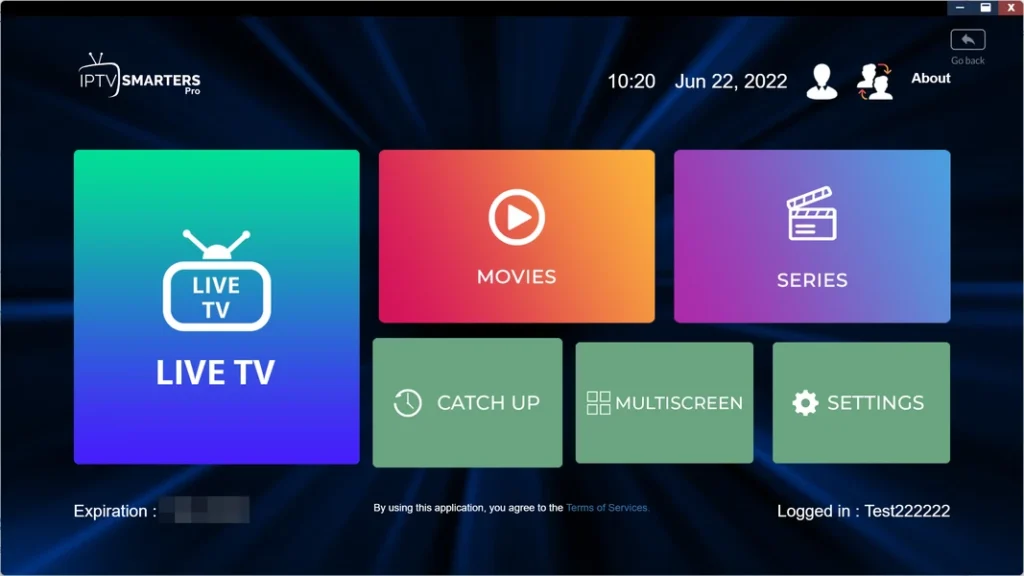 Smarters Pro IPTV app interface