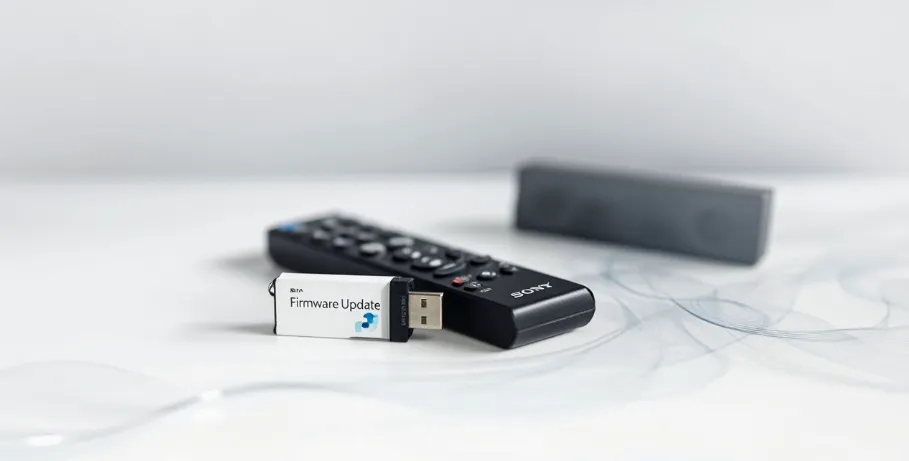 USB flash drive and Sony TV remote for firmware update