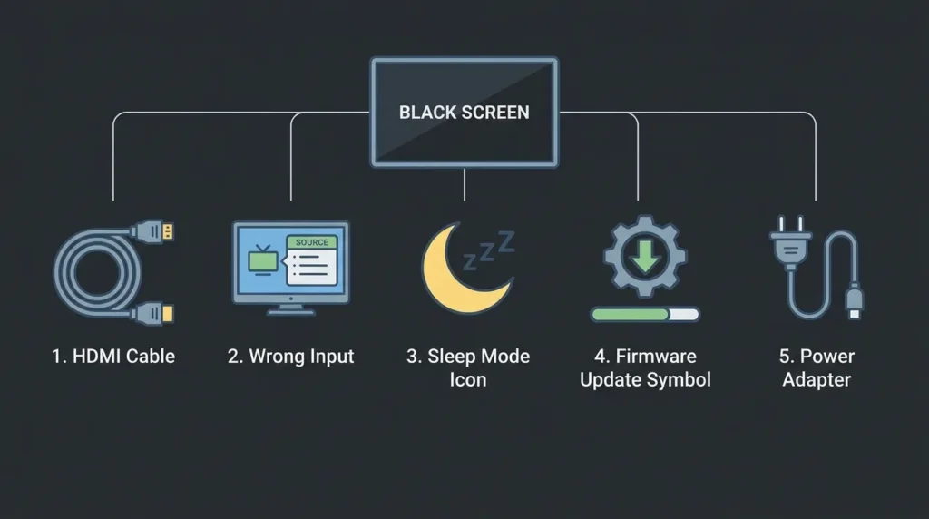Diagram of causes for Amazon Fire TV black screen issue