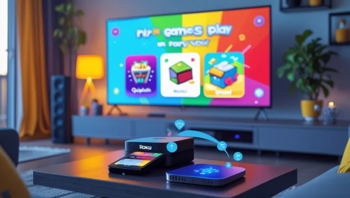 Jackbox game on Roku TV with smartphone mirroring