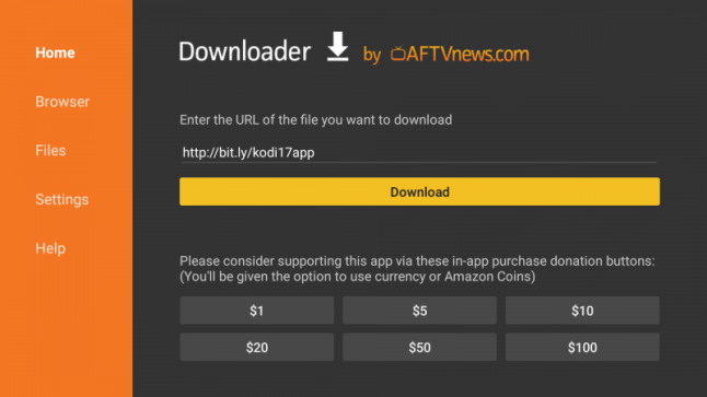 Downloader app downloading Kodi APK.