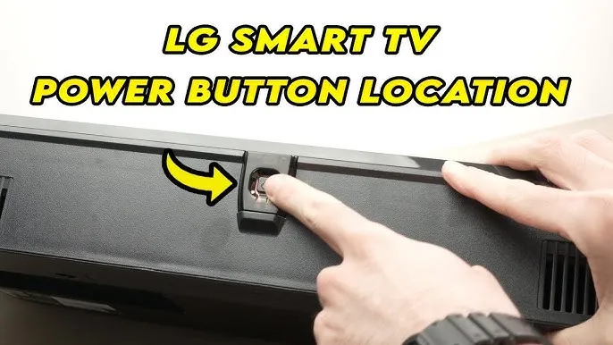LG TV with power button highlighted under the logo.