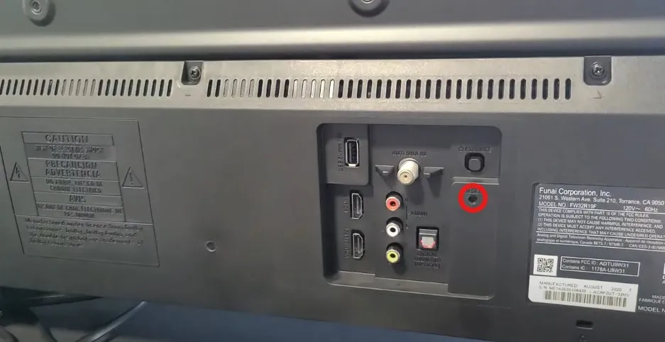 TV reset button location