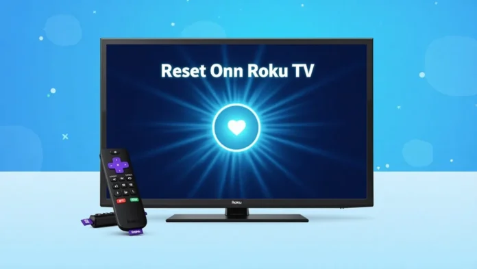 Onn Roku TV reset thumbnail with remote.