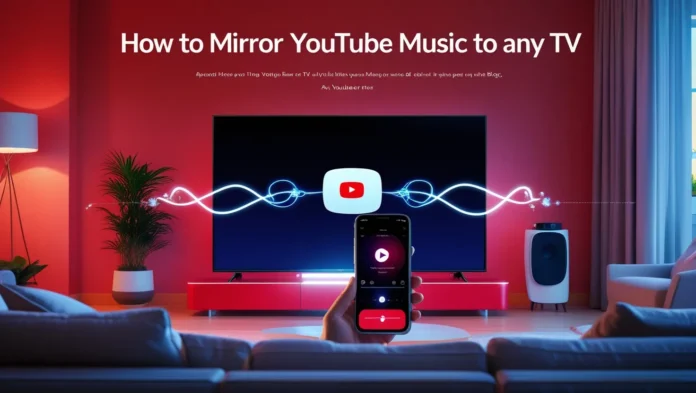 Smartphone mirroring YouTube Music to TV