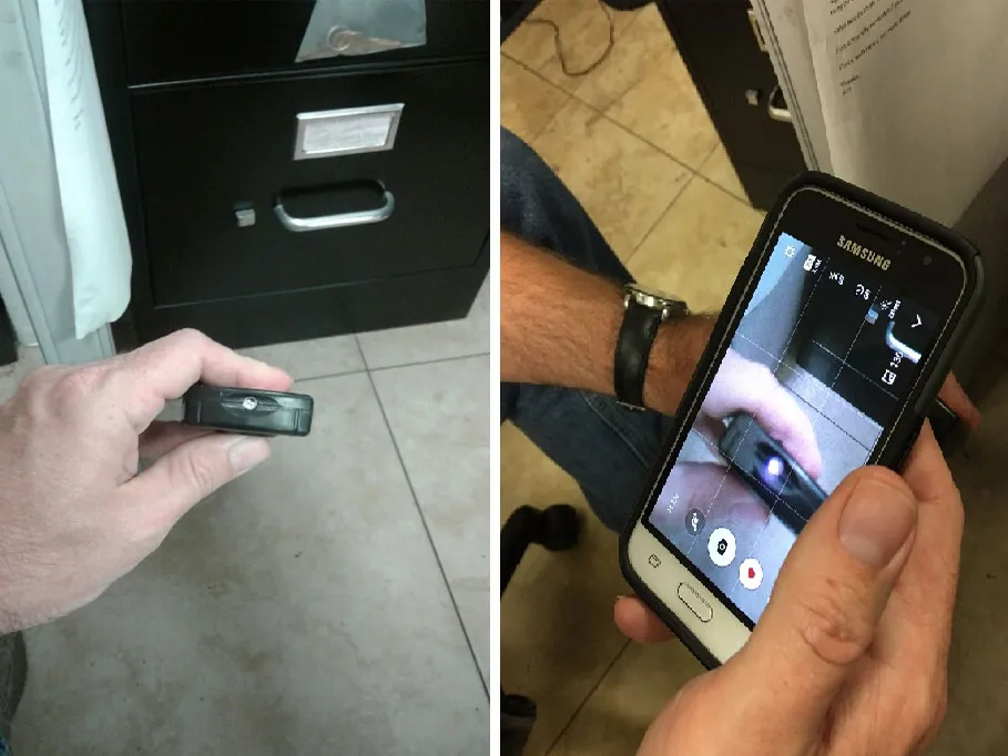 Checking Samsung TV remote IR signal with phone camera.