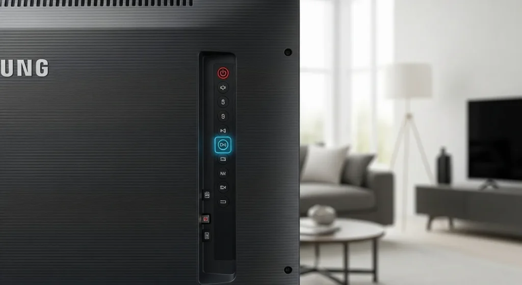 Samsung TV physical buttons location.