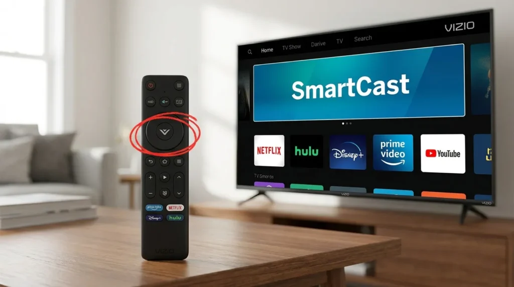 Vizio remote V button used to open SmartCast home screen